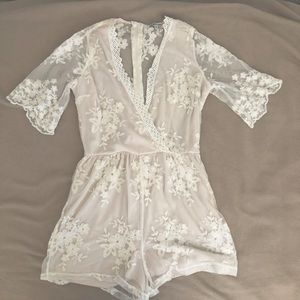 Charlotte Russe - white lace romper szM